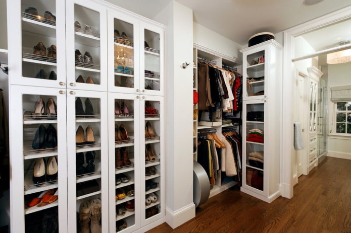 storing shoes in a closet