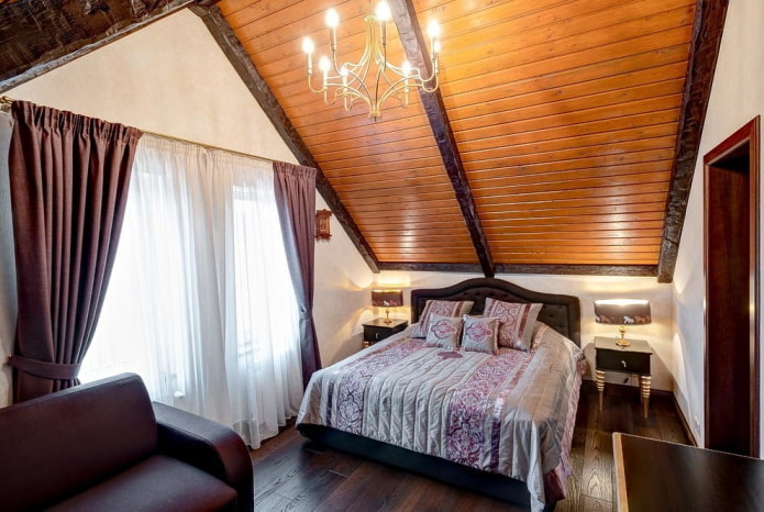 lighting in the bedroom in rustic style