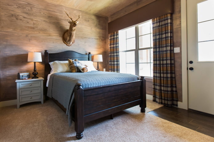textiles in the bedroom in rustic style