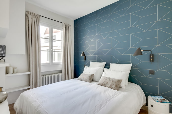bedroom 9 squares in the Scandinavian style
