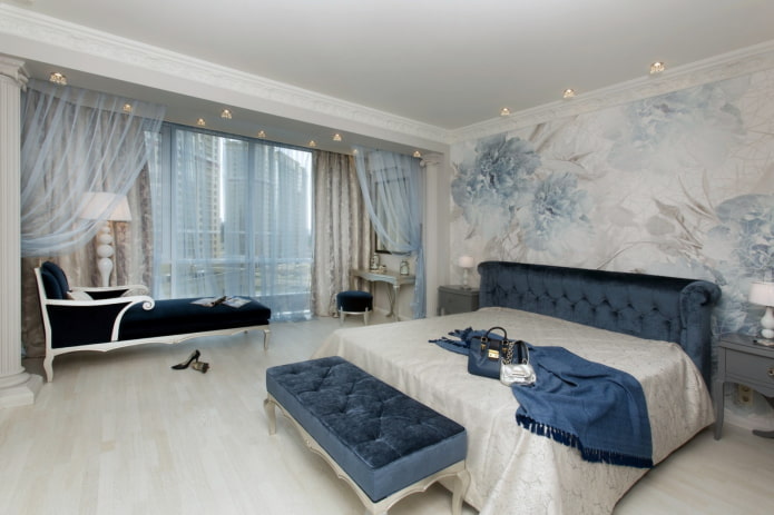 interior design of a bedroom combined with a loggia
