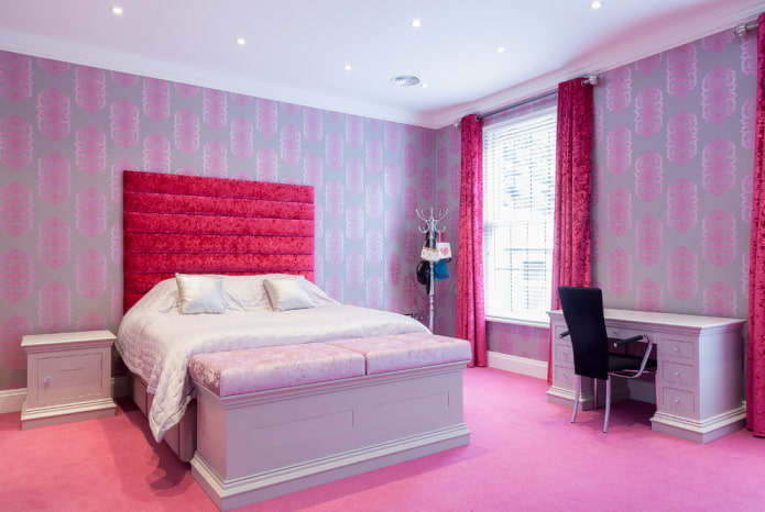 pink and lilac bedroom interior