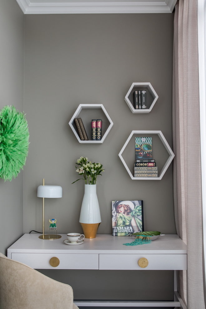 wall shelves honeycomb in the interior