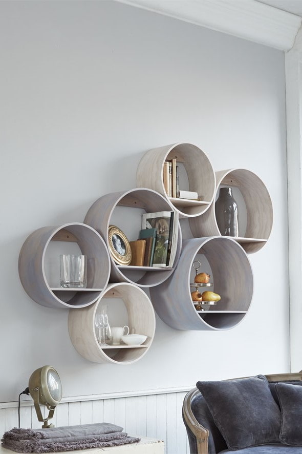 round wall shelves in the interior