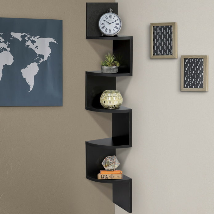 design of wall shelves in the interior