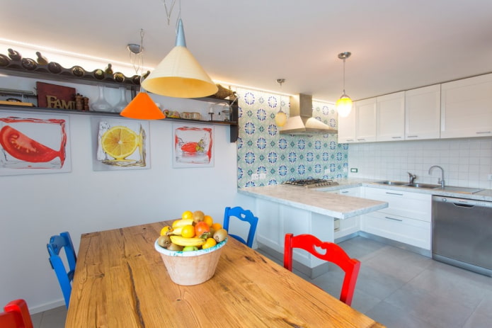 Kitchen with bright accents