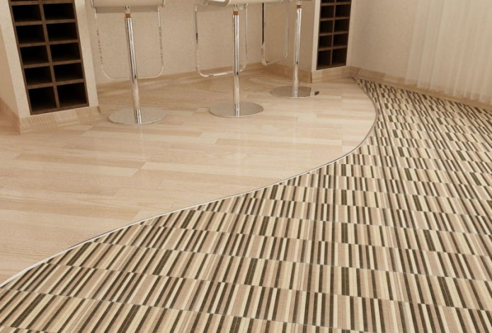 transition of different floor coverings