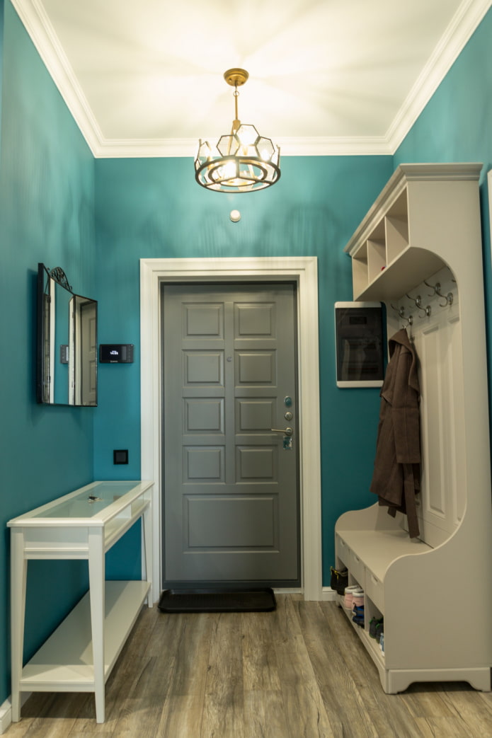 hallway design in turquoise colors