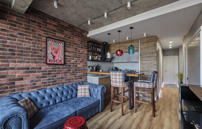loft-style kitchen-living room decoration