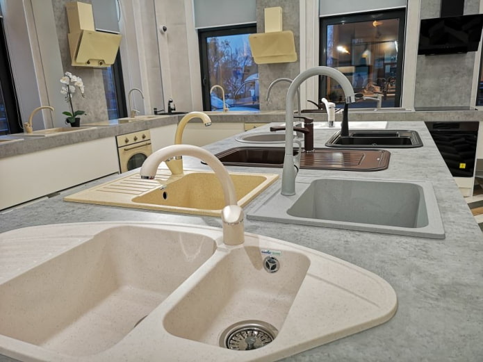 a selection of sinks in various colors