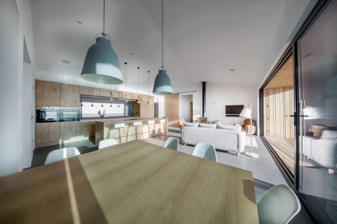 modern kitchen-living room interior