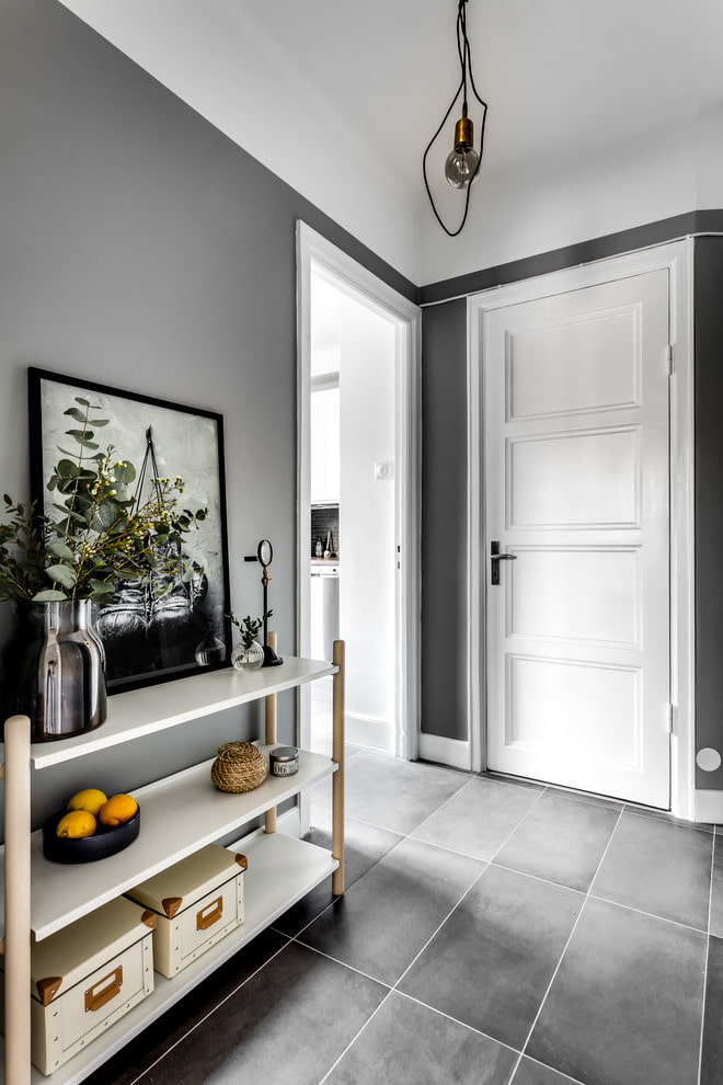 Scandinavian style gray corridor design