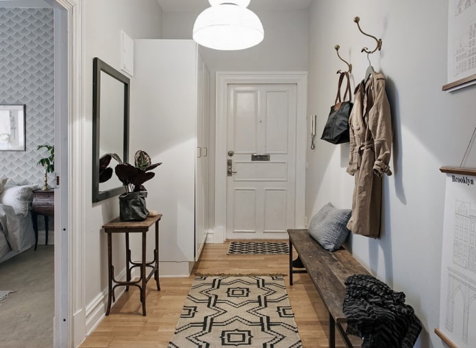 furnishings in the interior of the corridor in the Scandinavian style