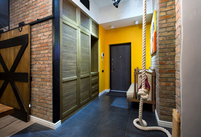 colors of the interior of the hallway in an industrial style