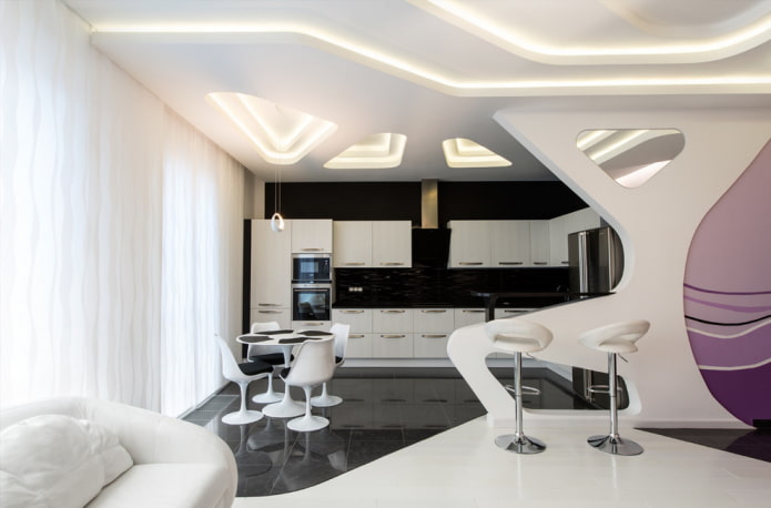 Hightech-Küche-Wohnzimmer-Design