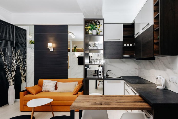 Küche-Wohnzimmer-Design 15 Quadrate