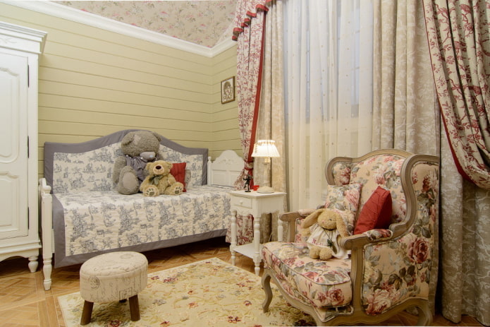 bútorok a provence-i stílusú gyermek hálószobában