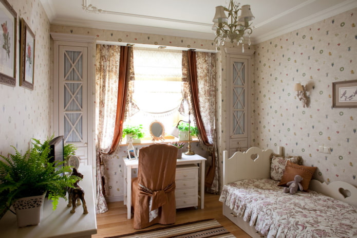 textiles and decor in the children's bedroom in the Provencal style