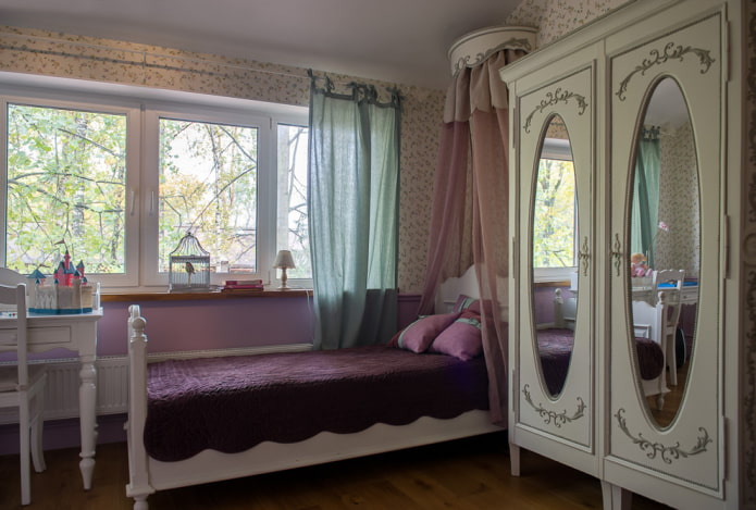 furniture in the interior of a children's bedroom in the style of Provence
