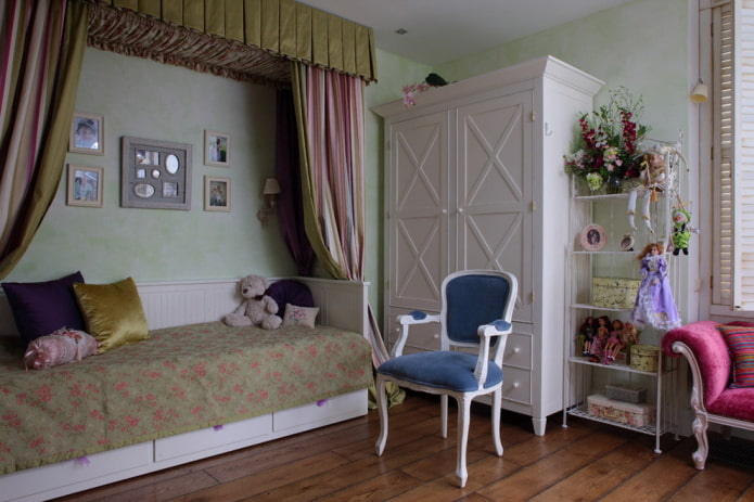 textil és dekoráció a gyermek hálószobában provence-i stílusban