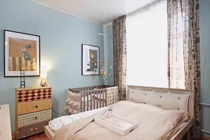 design of a small bedroom combined with a nursery