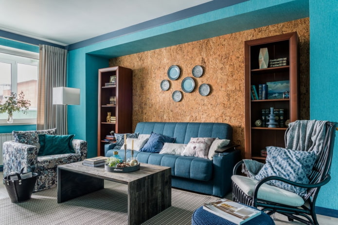 interior blue-brown living room