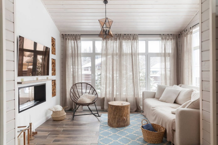 living room in a Scandinavian style in the interior of the house