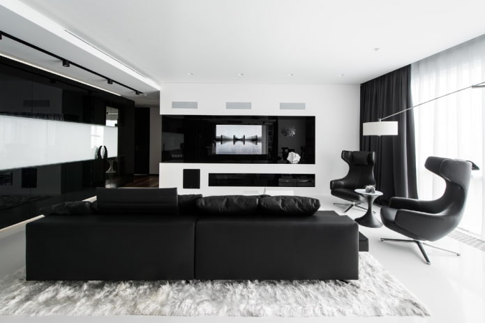 Schwarz-weißes Wohnzimmer