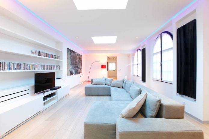 living room with led strip
