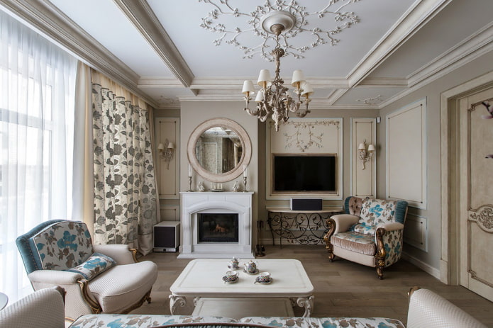 декорација дневне собе у класичном стилу