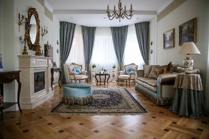 дизајн дневне собе у класичном стилу