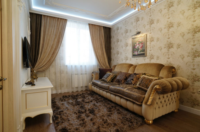 interior of a small living room in classic style