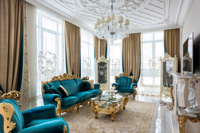 turquoise sofa and armchairs