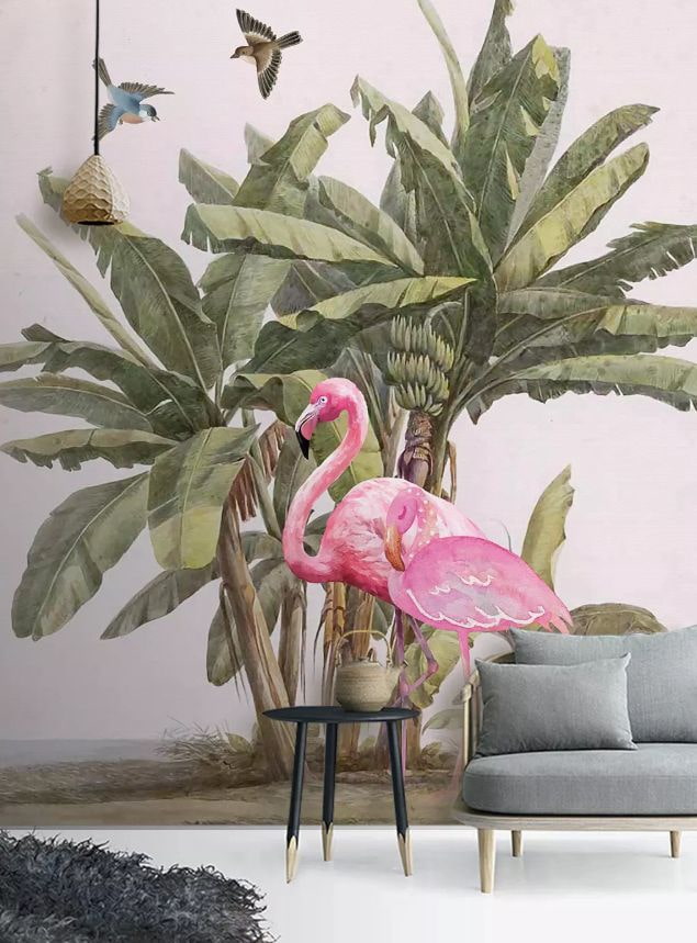 photomurals with flamingos