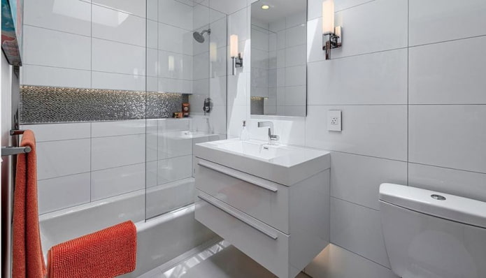 minimalista stílus a fürdőszoba belsejében