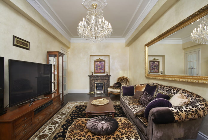 living room of 18 squares in a classic style