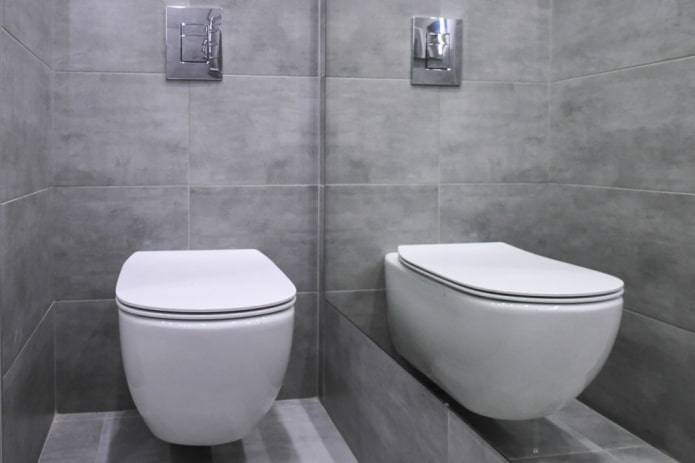 concrete effect tiles in the toilet
