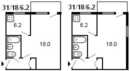 layout of 1-room Khrushchev, series 1-335