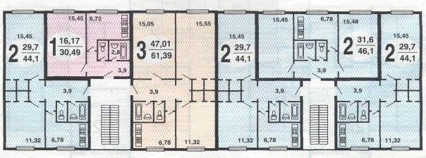 Plan eines typischen Bodens eines Hauses der K-7-Serie
