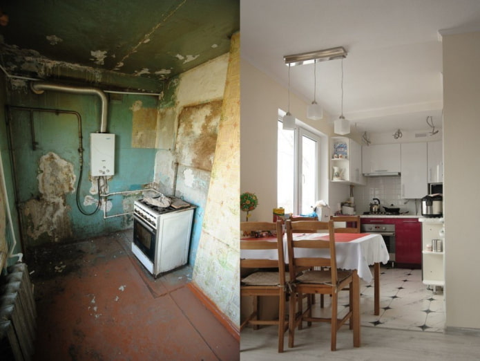 Photos before and after renovation