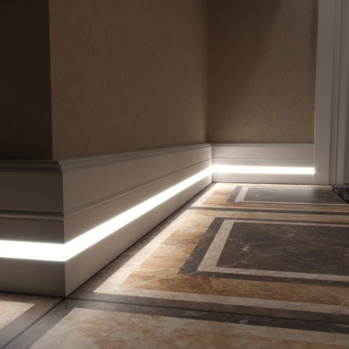 padlóvilágítás LED szalaggal a belső térben
