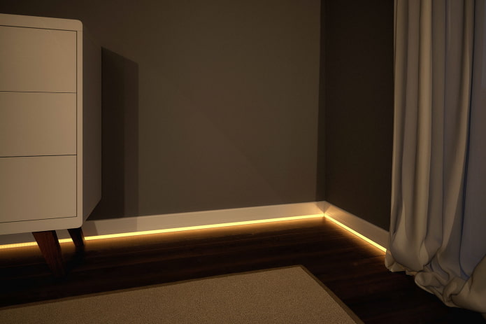 Bodenbeleuchtung mit LED-Streifen im Innenraum