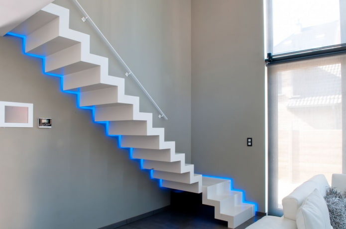 staircase with led lighting in the house