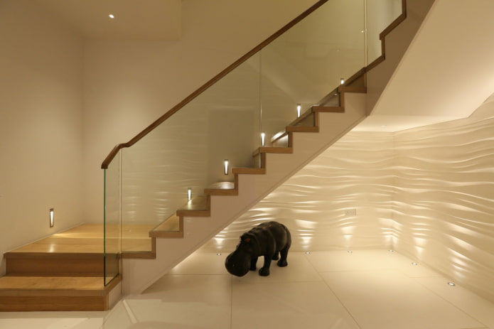 staircase with automatic lighting in the house