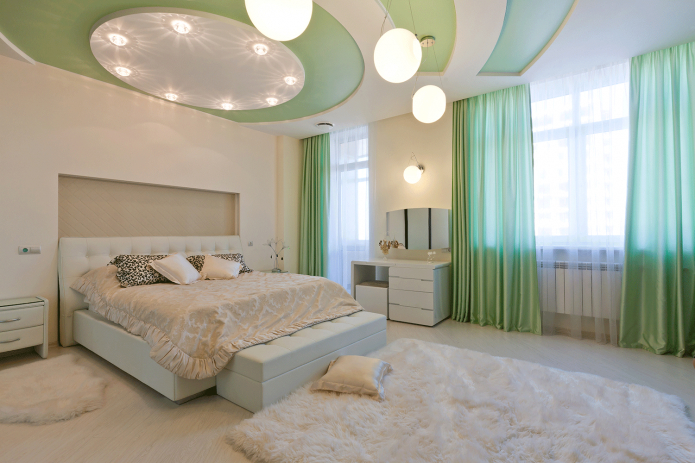 spot lighting in the interior of the bedroom