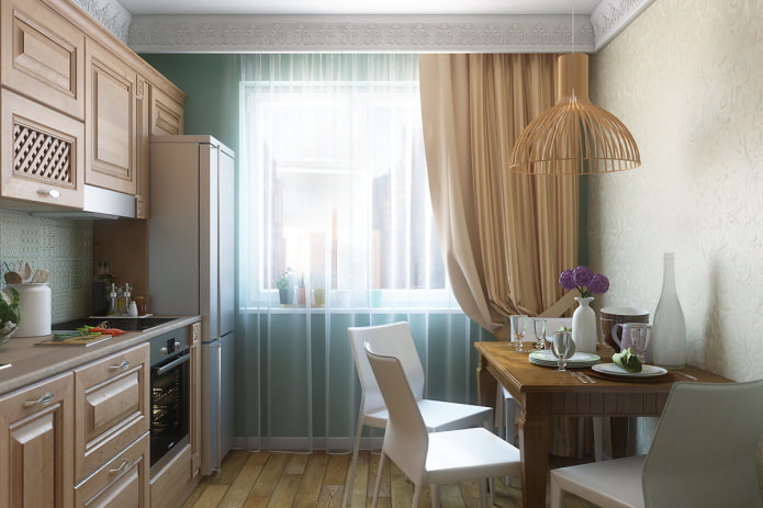 curtains in the kitchen with an area of ​​9 squares