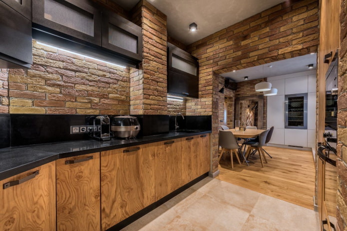 bricked opening in the interior of the kitchen