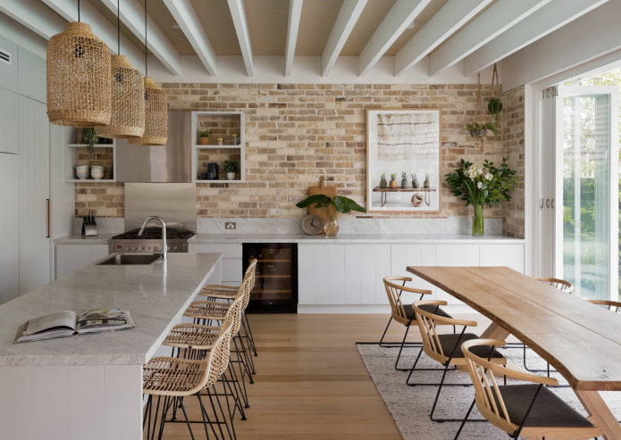brickwork in the kitchen in an eco-style