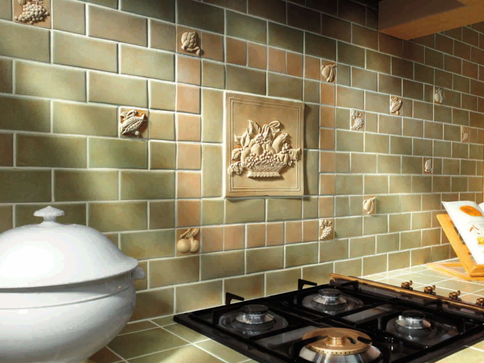 brick panels in the interior of the kitchen