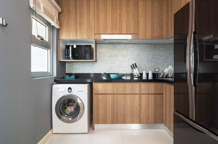 6 square kitchen na may washing machine